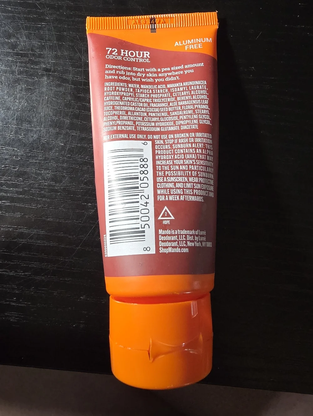 Mando Whole Body Deodorant for Men Invisible Cream Aluminum Free Bourbon Leather